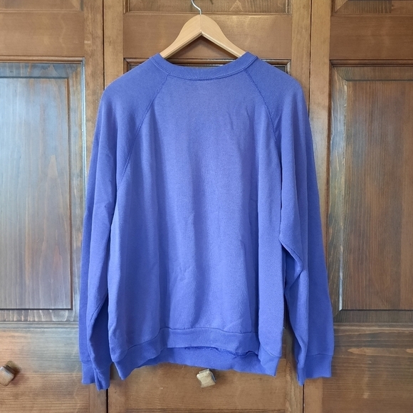 Vintage purple raglan sleeve graphic humor crewneck sweatshirt *DAMAGED* - Picture 7 of 11